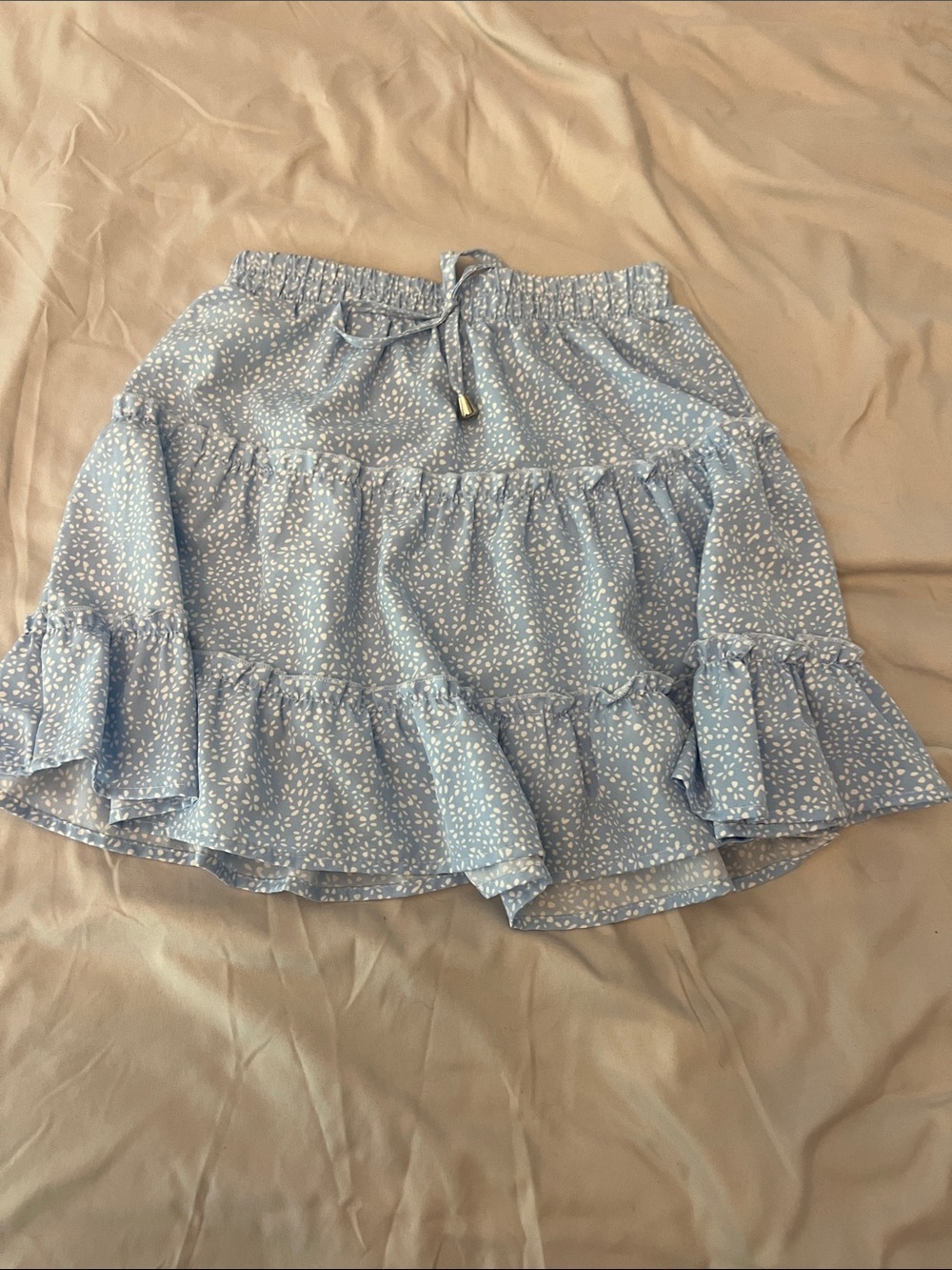 Light Blue Floral Tiered Ruffle Skirt